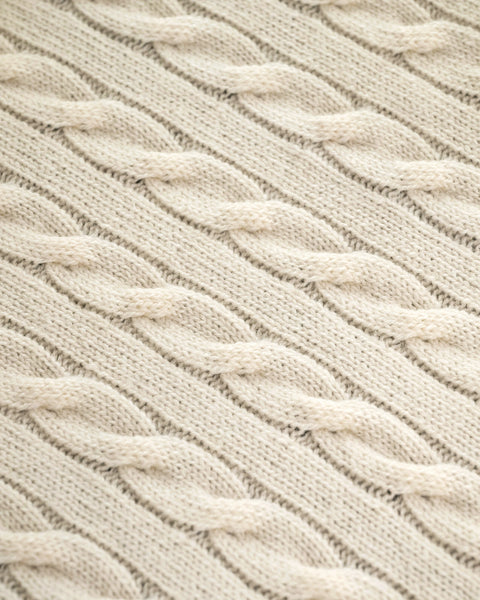 Cable Knit Baby Blanket - White Cashmere
