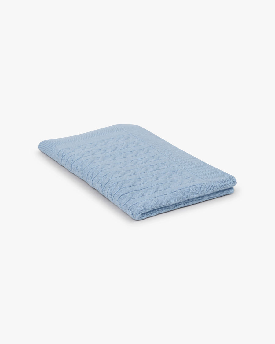 Cable Knit Baby Blanket - Light Blue Cashmere