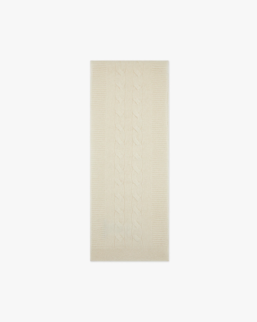 Cable Knit Baby Scarf - White Cashmere