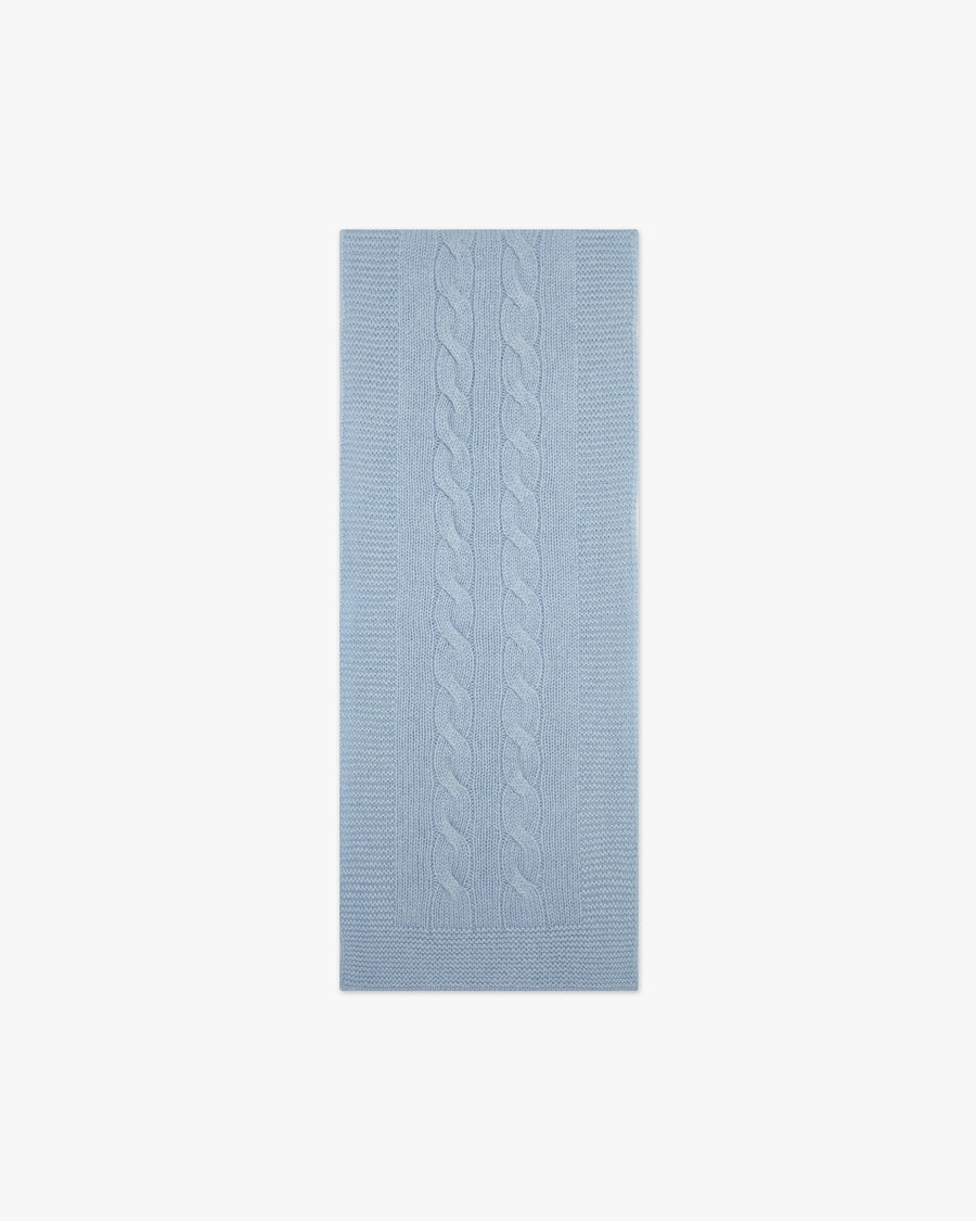 Cable Knit Baby Scarf - Light Blue Cashmere