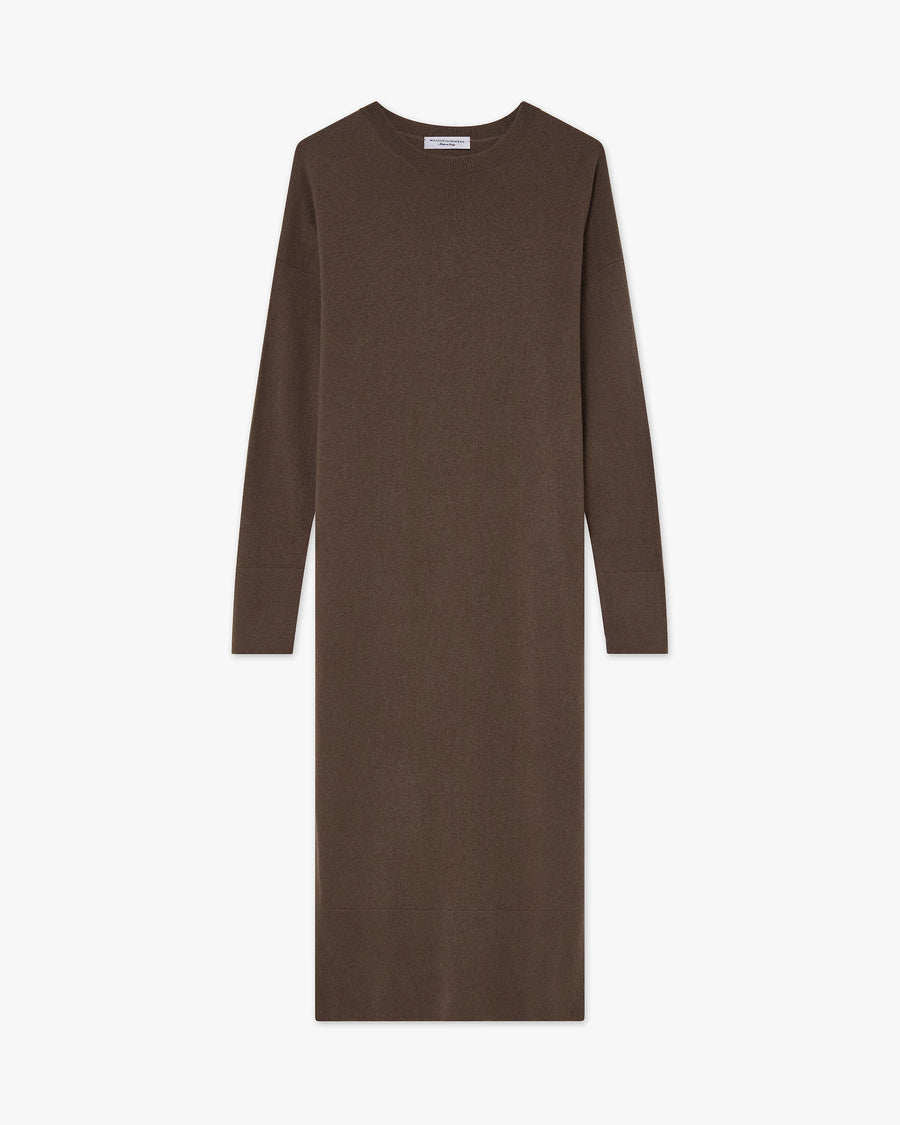 Liv Crew Neck Dress - Brown Cashmere