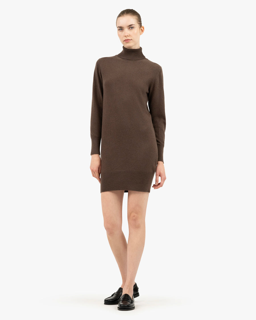 Florenz Turtleneck Dress - Brown Cashmere