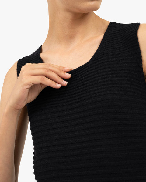 Degradé Ribbed Top - Black Cashmere