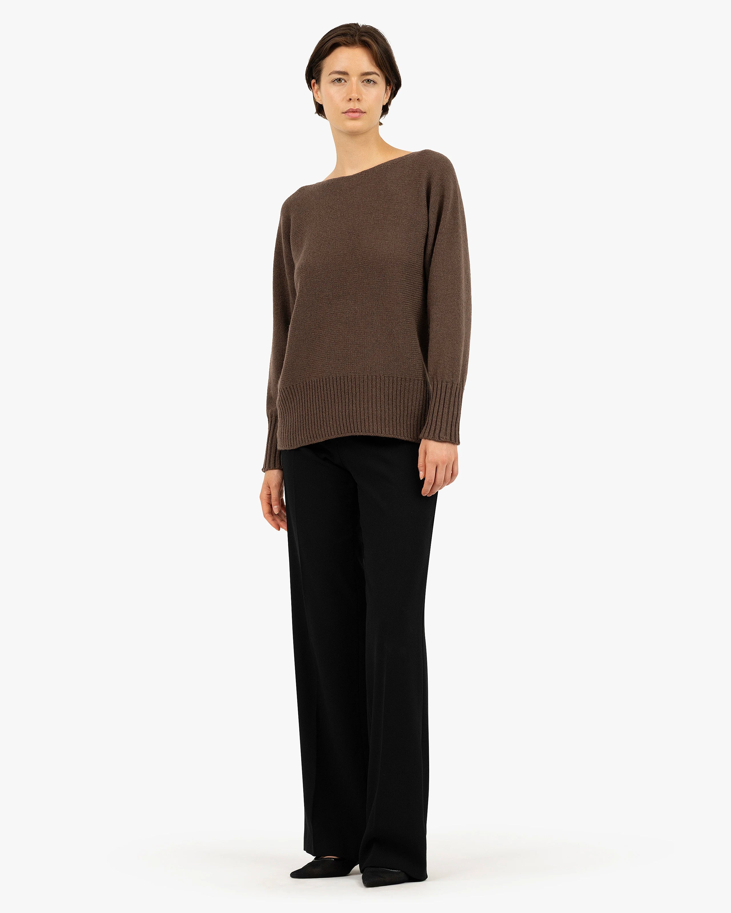 Dolomiti Maxi Cashmere Boat Neck Sweater - Brown | MaisonCashmere