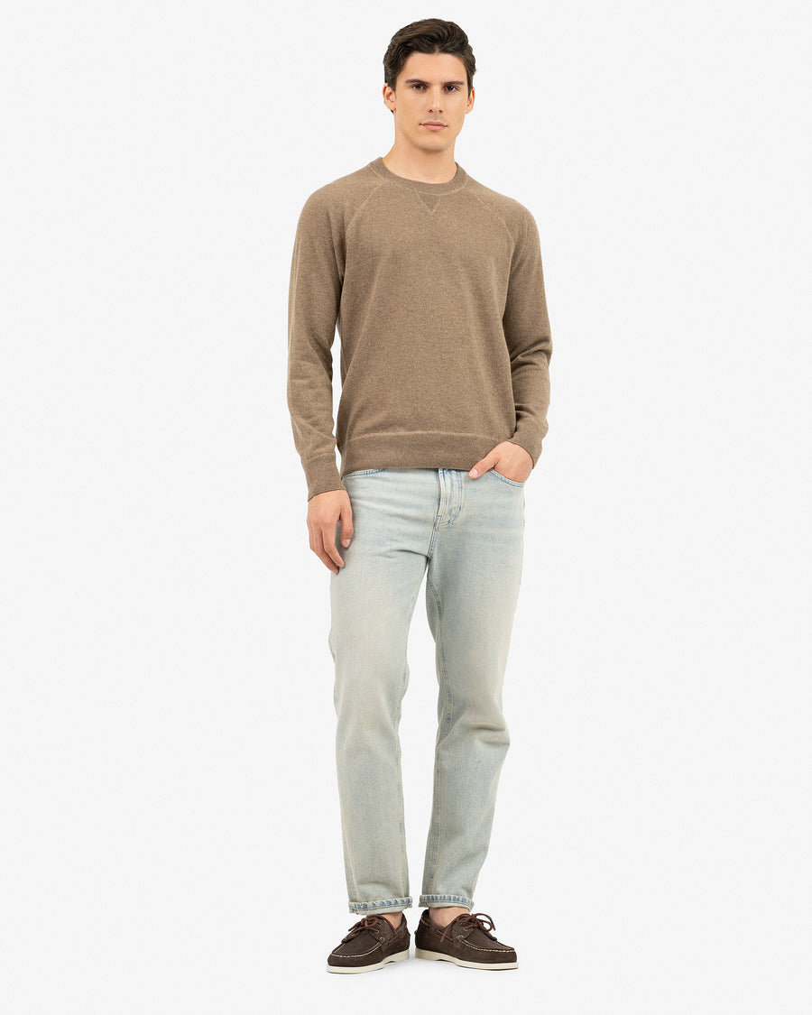 Men's Arcore Raglan Crew Neck Sweater - Light Brown Cashmere