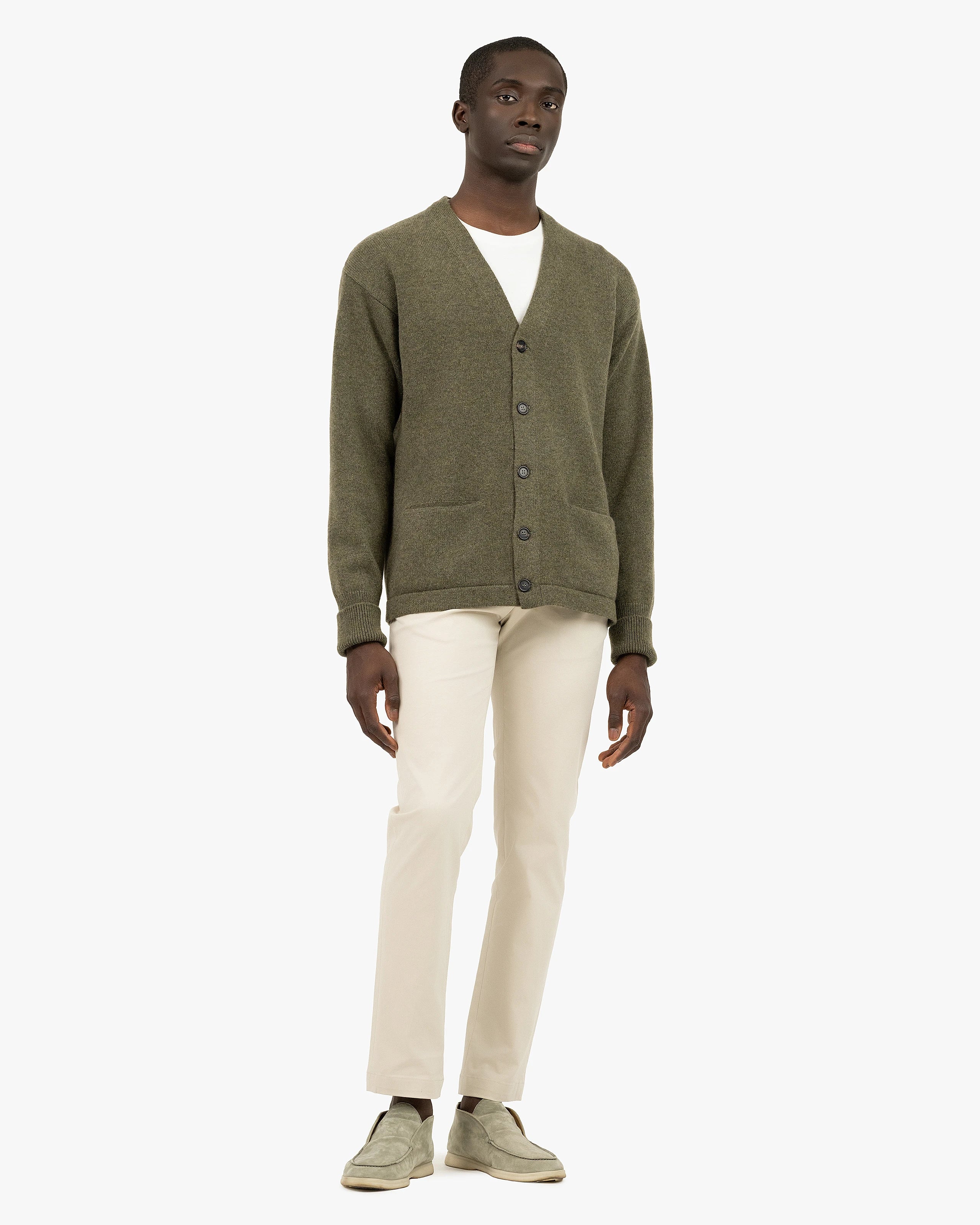 Men's Beacon Cashmere Cardigan - Green | MaisonCashmere