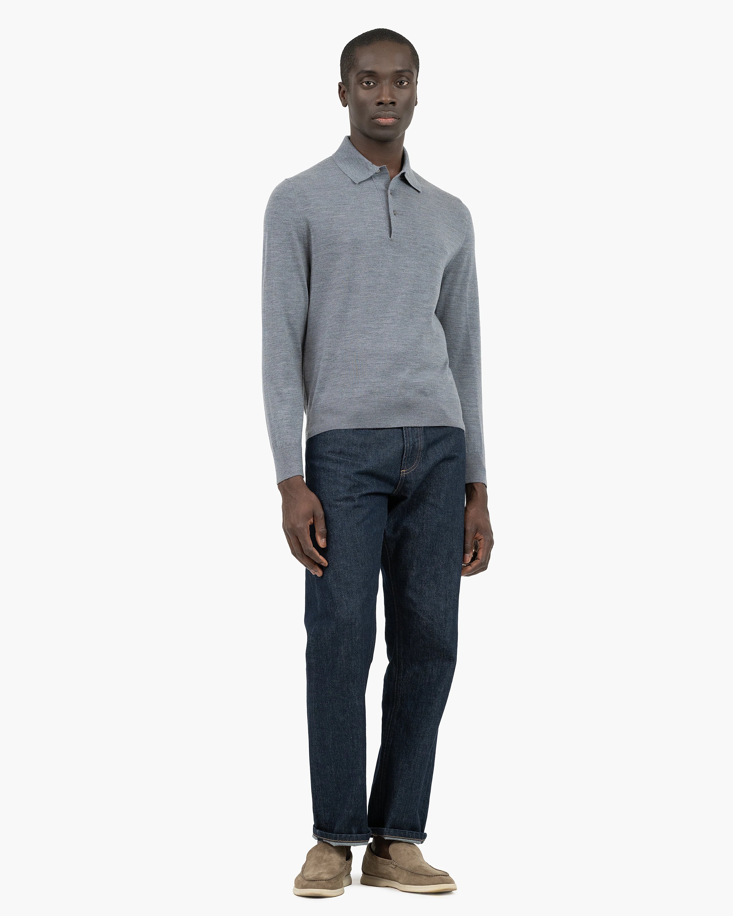 Polo Golf メリーノウール セーター M グレー Men's Belmond Extrafine Merino Polo Sweater - Grey | MaisonCashmere