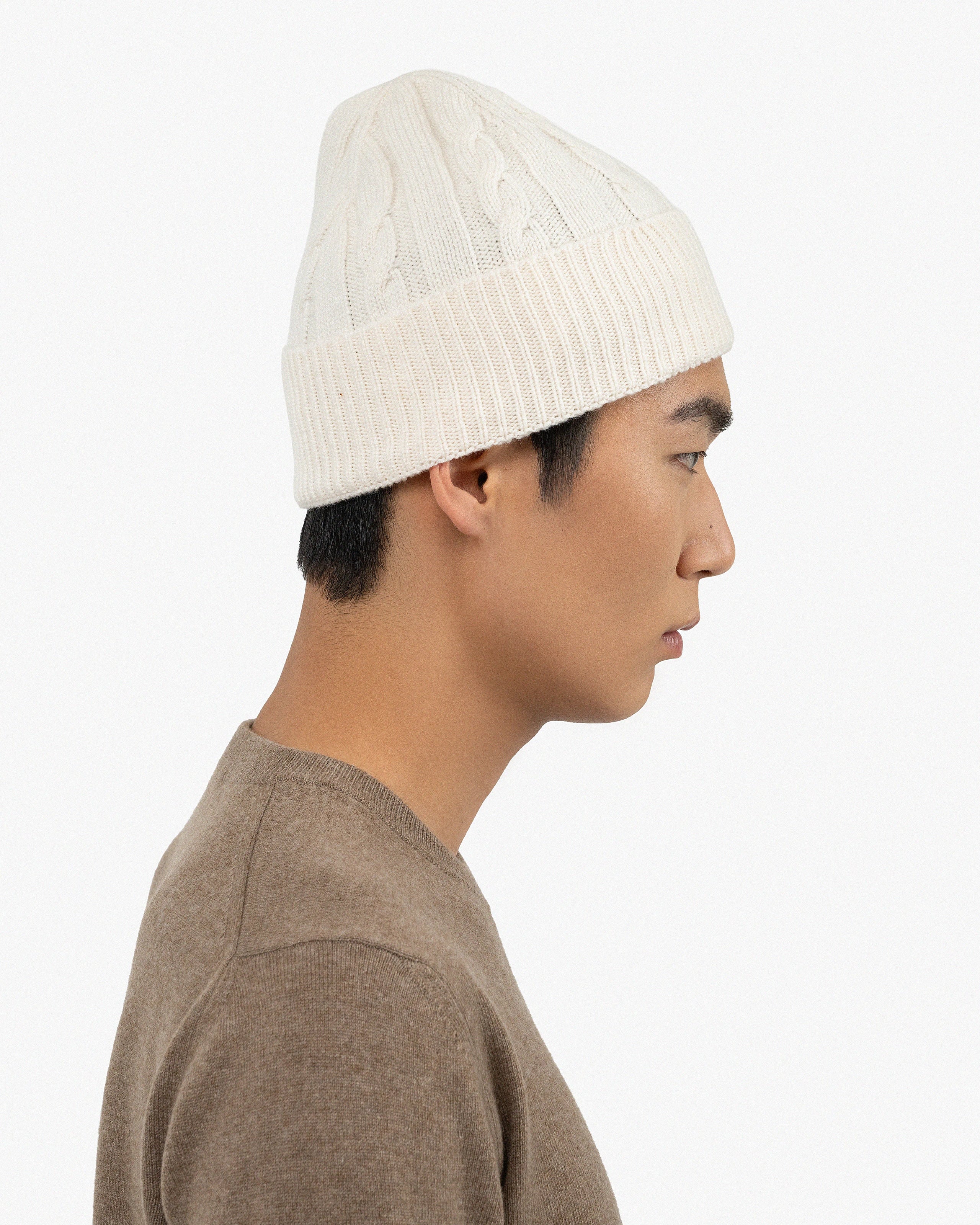 NWT Talbots Winter White Cashmere Cable Beanie Cap Cable Knit Beanie | Talbots main image 2