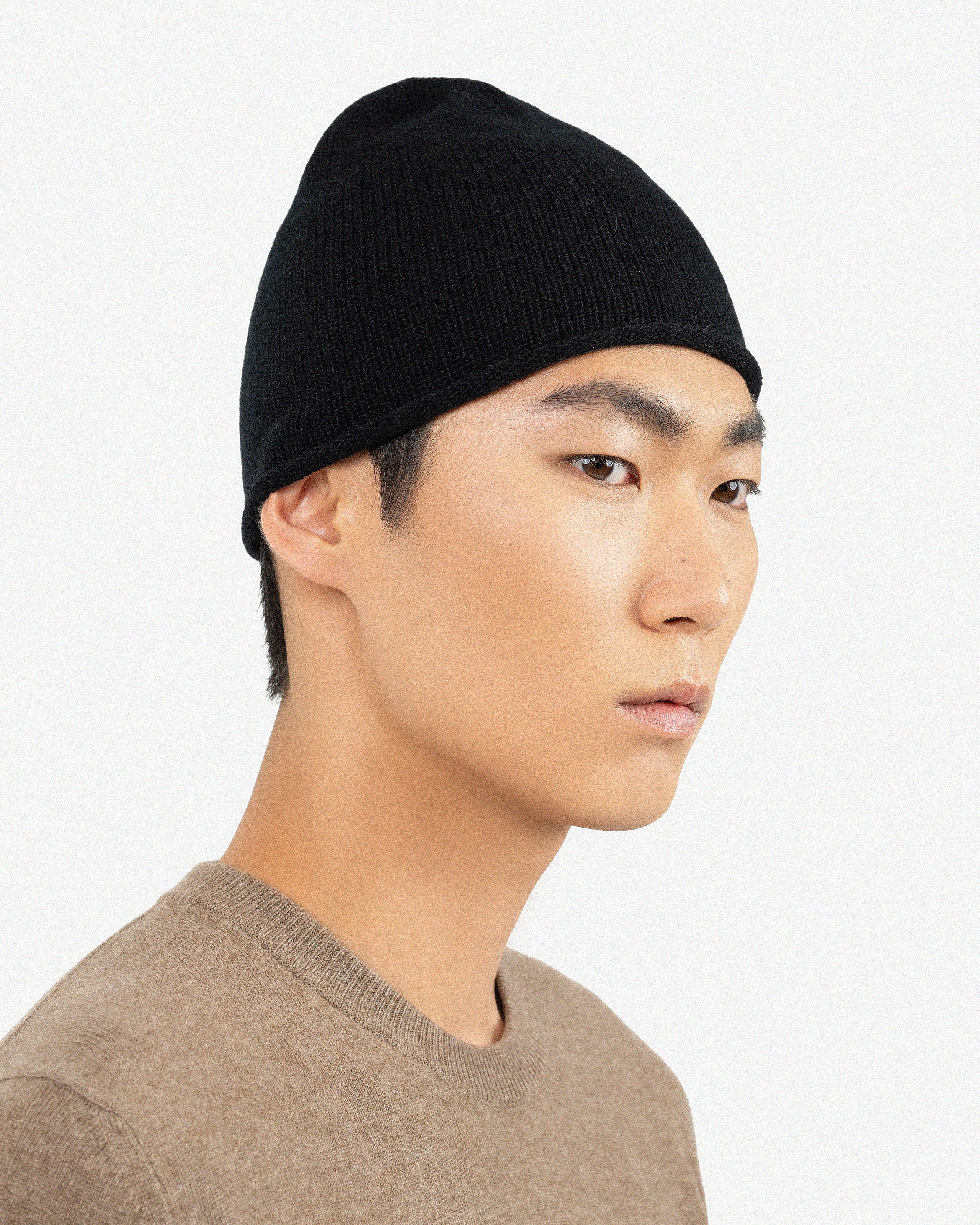 Cashmere Beanie for Men - Black | MaisonCashmere