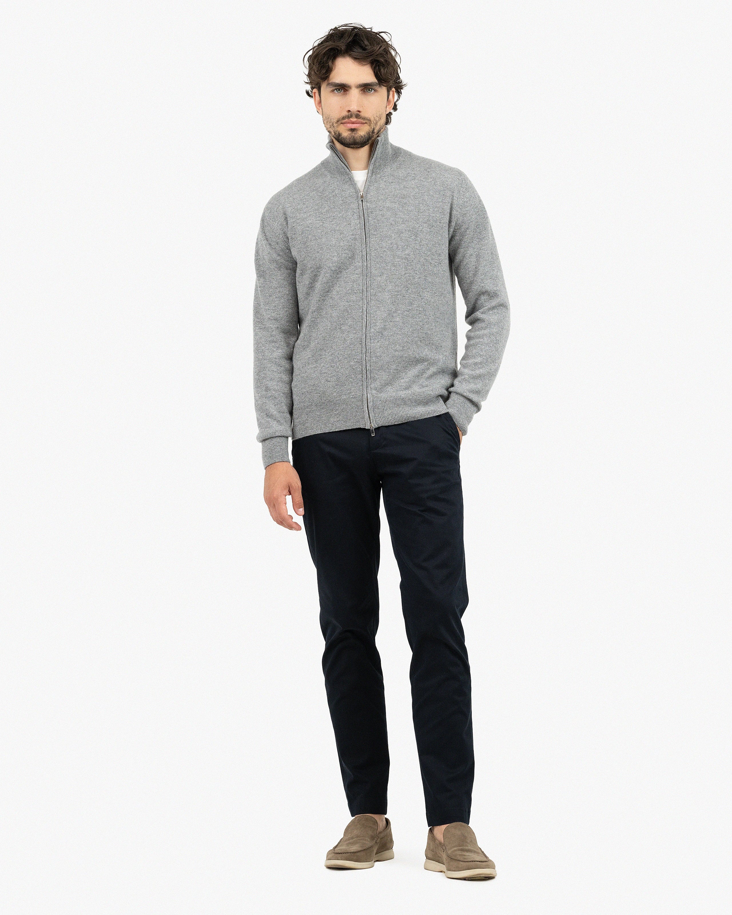 トップス if six was nine MINIMUM CASHMERE C-GRAY Men's Cashmere Quarter-Zip Sweater - Medium Grey | MaisonCashmere