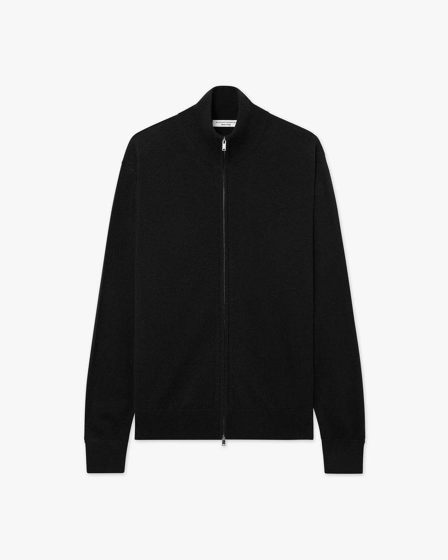 Mens' Classic Zip Cardigan - Black Cashmere