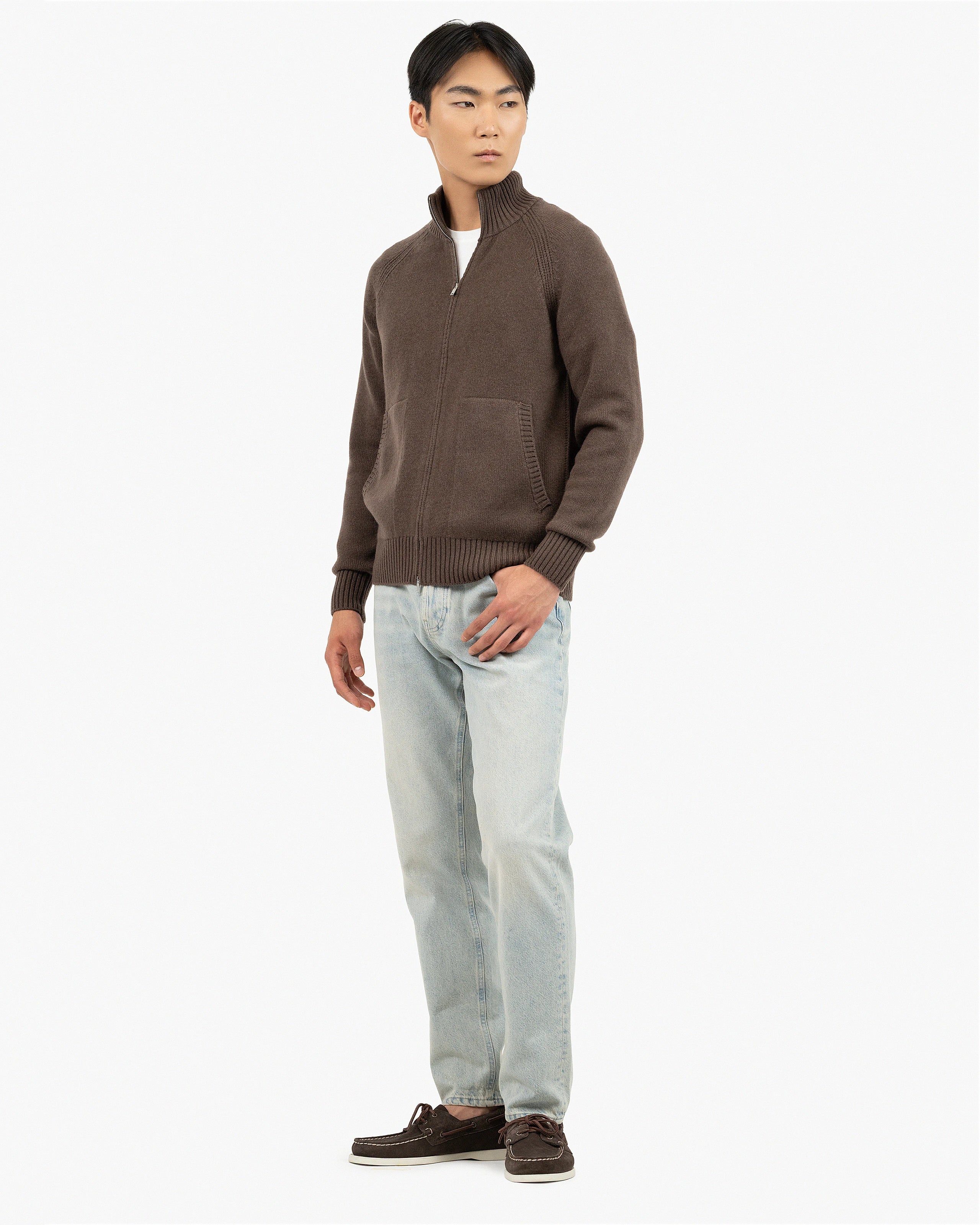 Men's Ampezzo Cashmere Cardigan - Brown | MaisonCashmere