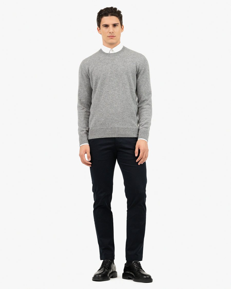 Men's Classic Crew Neck Sweater - Medium Grey Cashmere