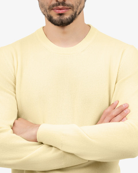 Men's Classic Crew Neck Sweater - Yellow Cashmere