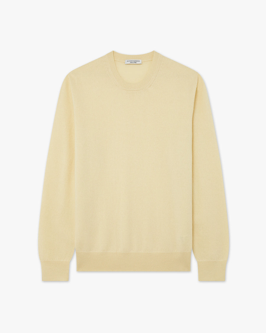 Men's Classic Crew Neck Sweater - Yellow Cashmere