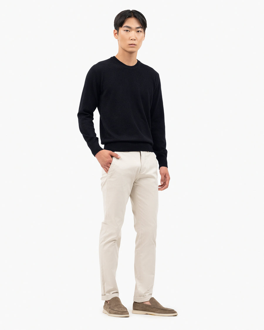 Men's Classic Crew Neck Sweater - Black Cashmere