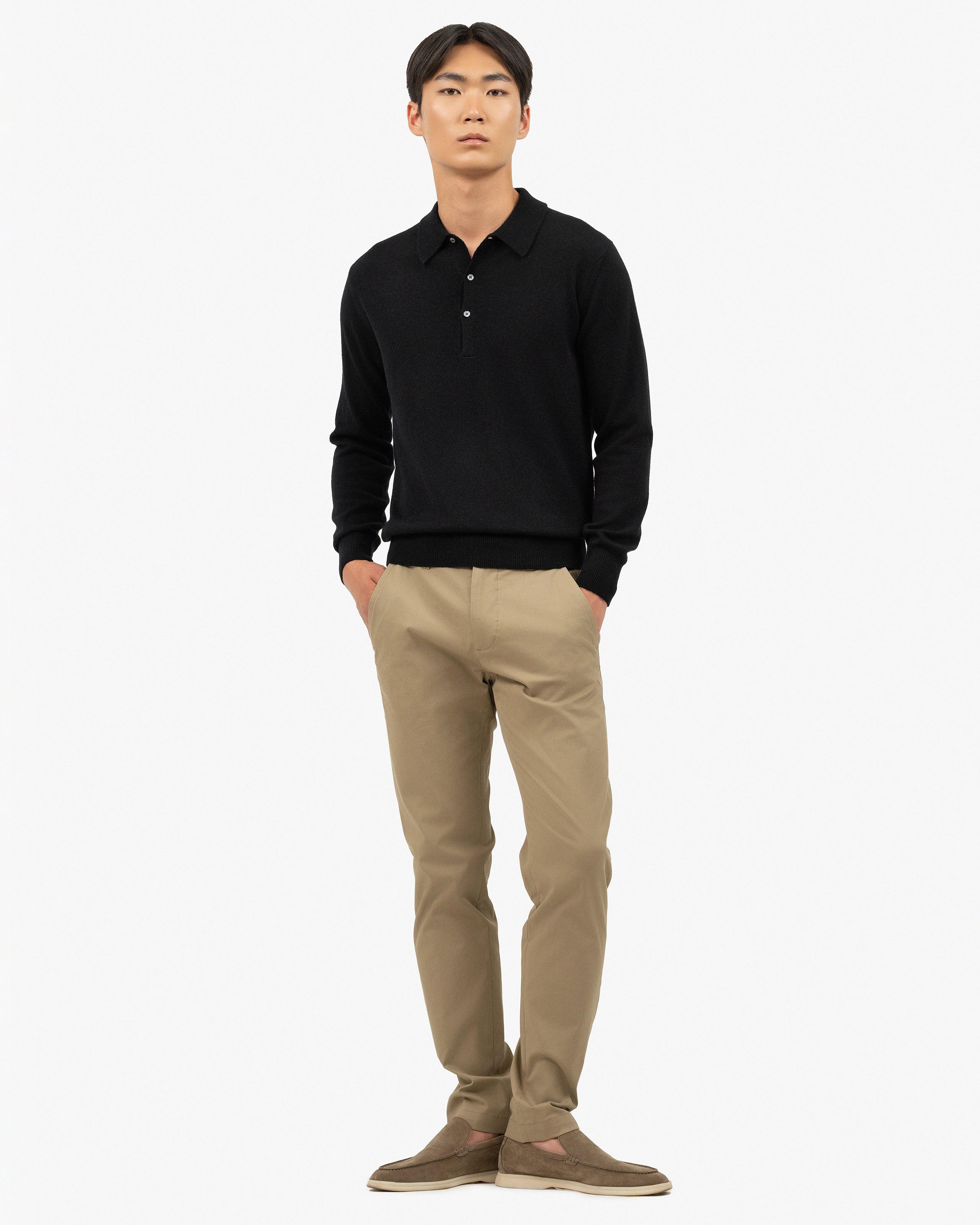 Black Polo Shirt Khaki And Black Outfit Black Polo Khaki Pants Outfit