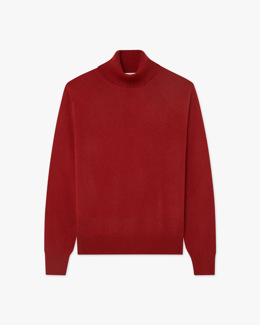 Men's Classic Turtleneck Sweater - Red Cashmere