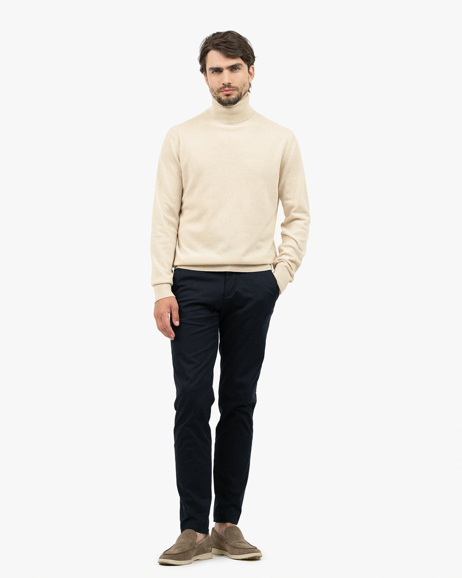 Men's Classic Turtleneck Sweater - Light Beige Cashmere