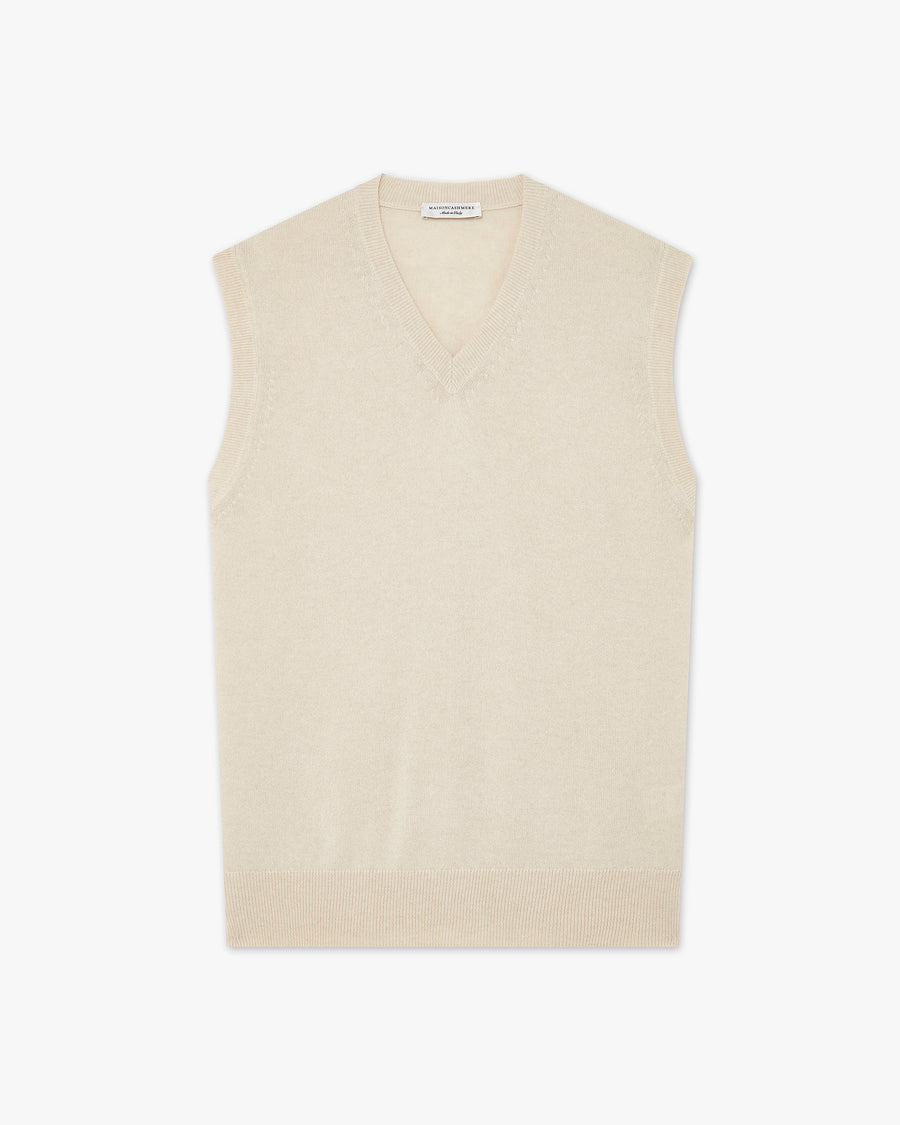 Men's Classic V-Neck Vest - Light Beige Cashmere