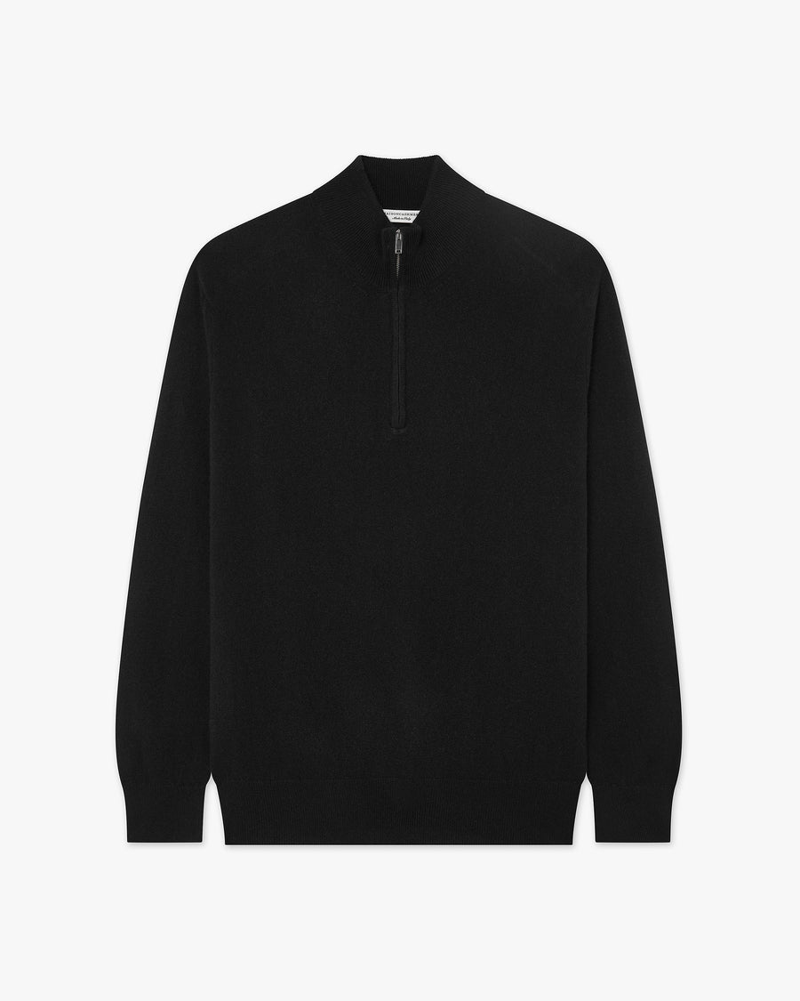 Men's Classic Half-Zip Mock Neck - Black Cashmere