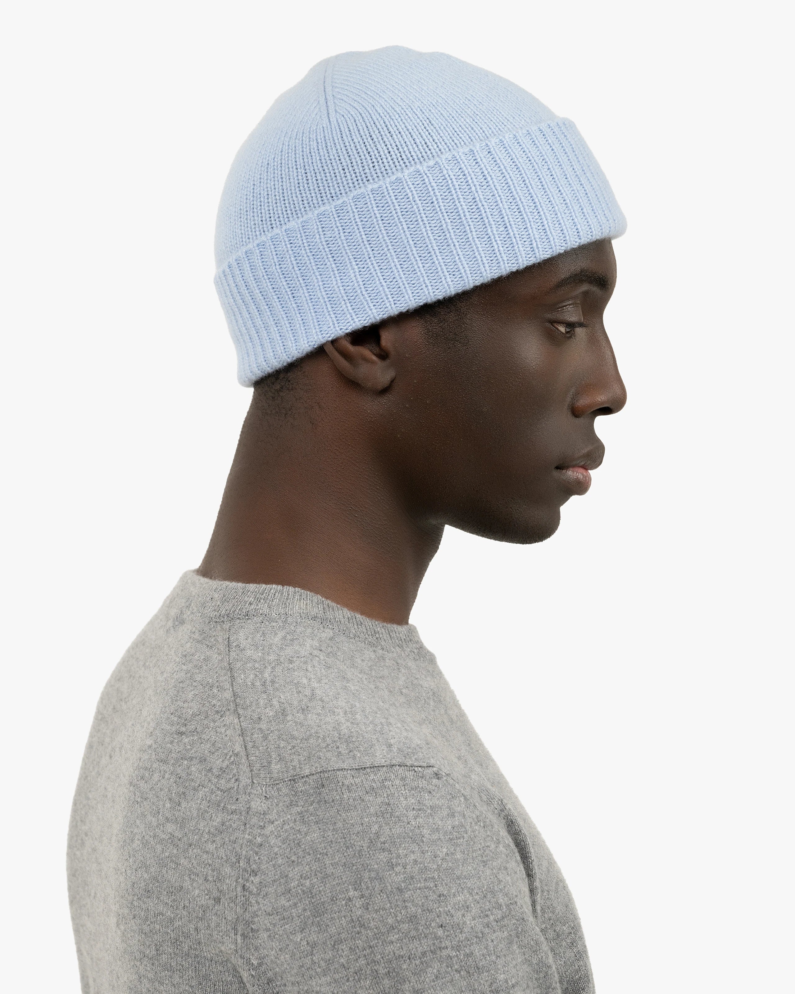 Essential Cashmere Hat for Men - Light Blue | MaisonCashmere display picture 1