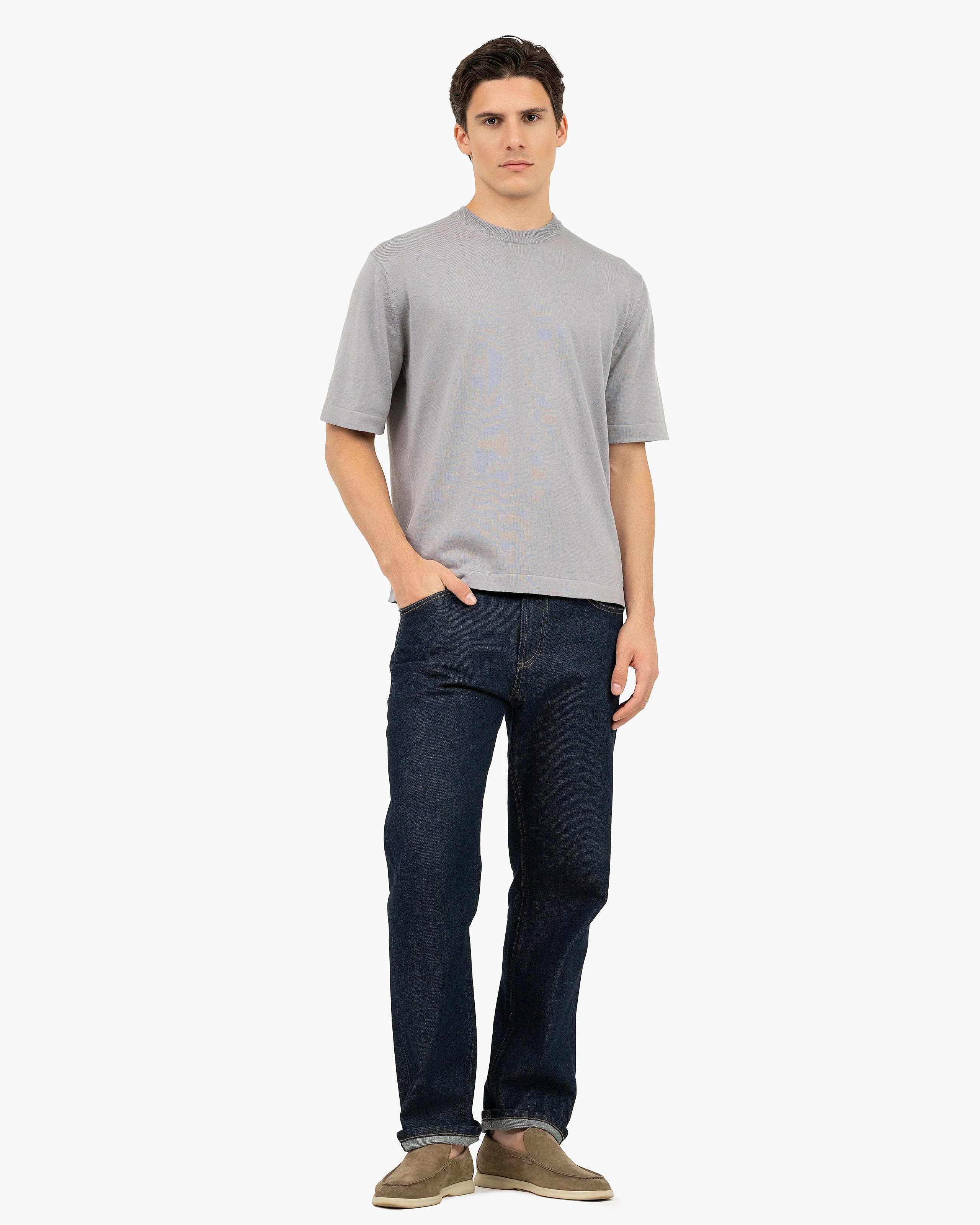 Men's Giza Cotton Maxi Tee - Grey | MaisonCashmere
