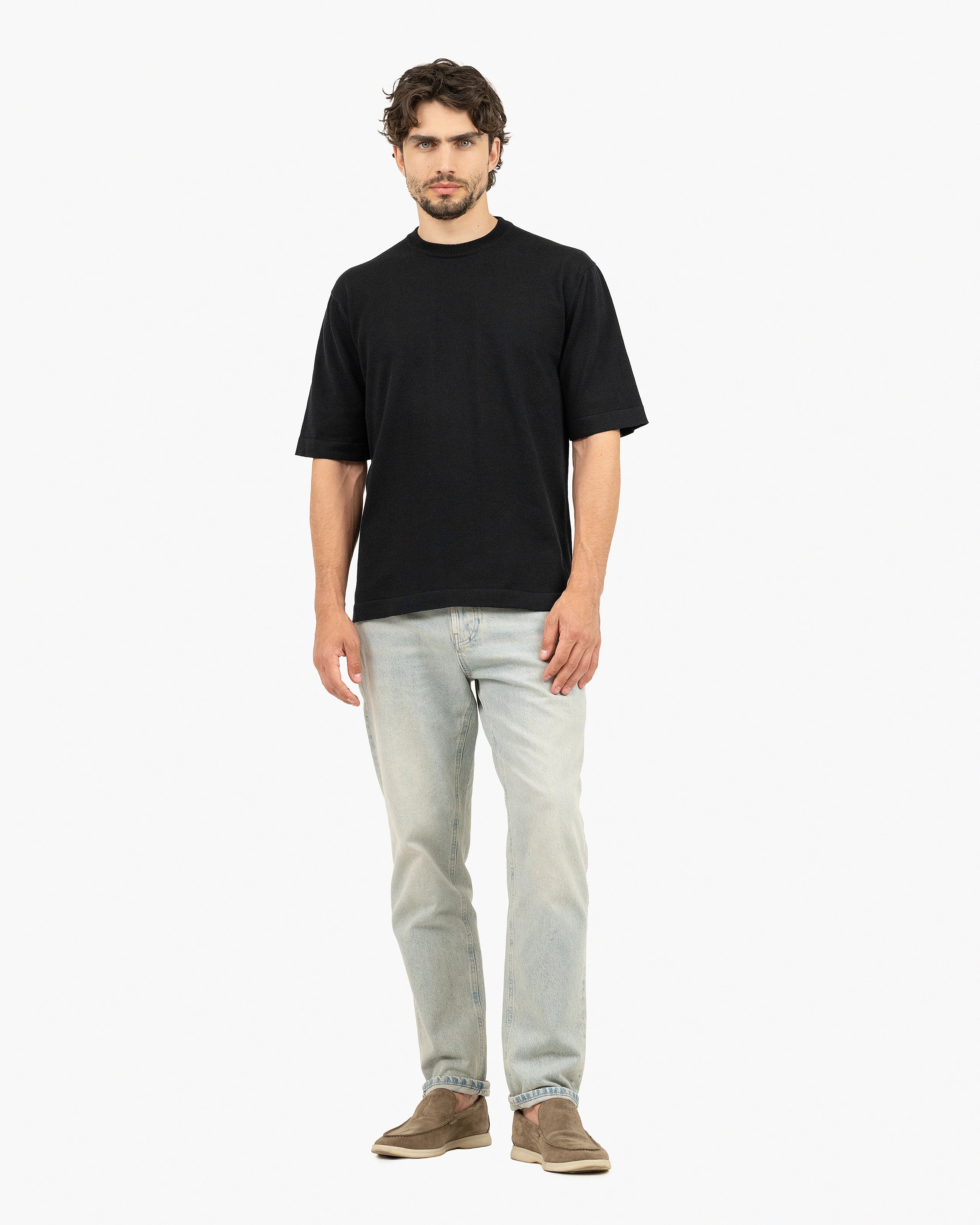 Men's Giza Cotton Oversized T-Shirt - Black | MaisonCashmere