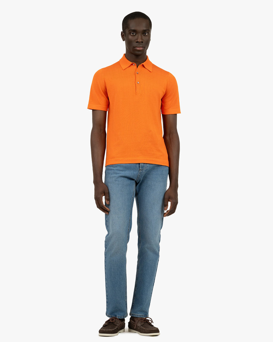Men's Giza Polo T-Shirt - Orange Cotone