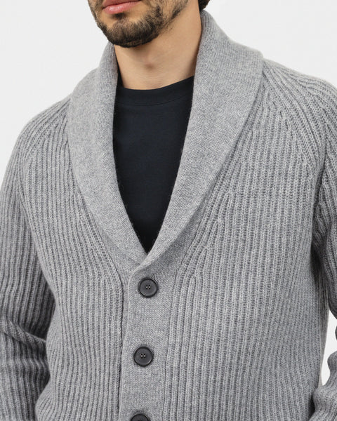 Men's Gleneagles Cardigan - Medium Grey Cashmere