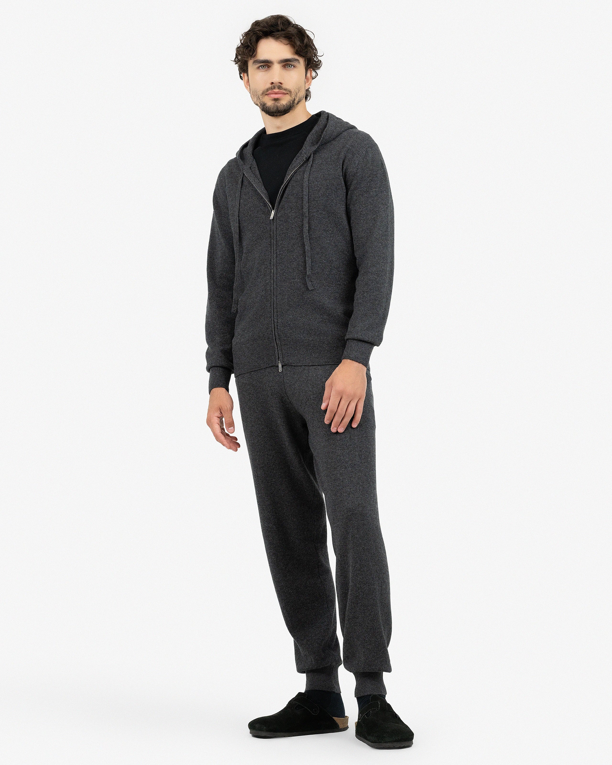 Men's Gramercy Cashmere Zip Hoodie - Charcoal | MaisonCashmere