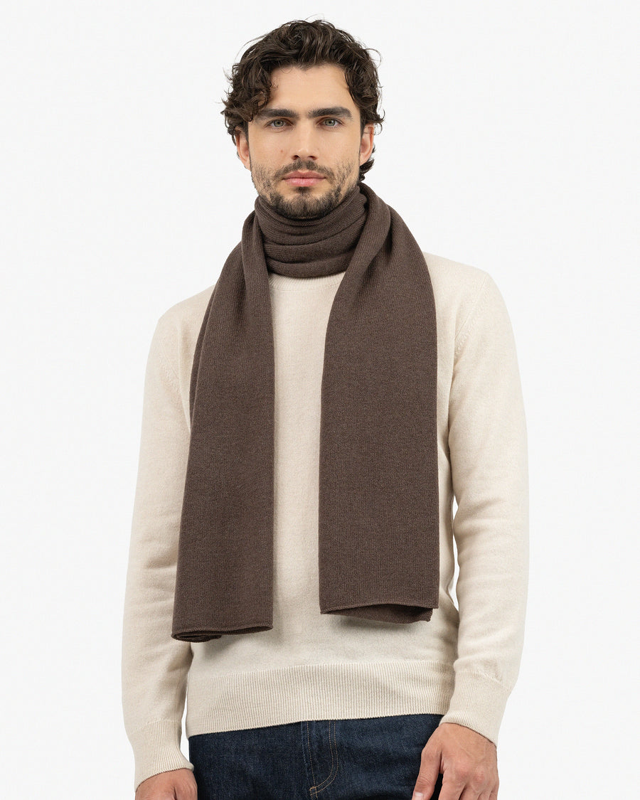 Men's Essential Maxi Scarf - Brown Cashmere