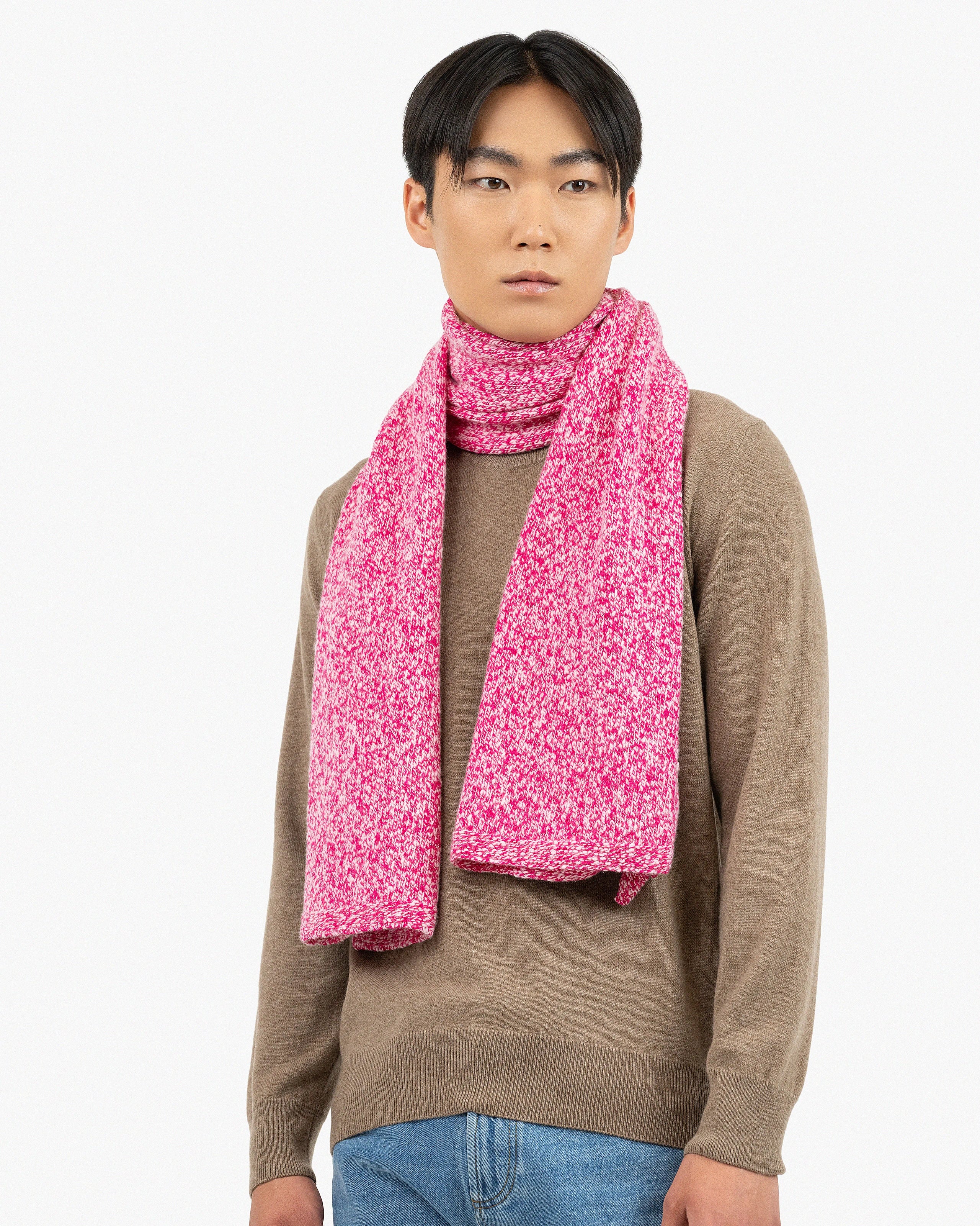 Mouliné Maxi Scarf for Men - Fuchsia | MaisonCashmere