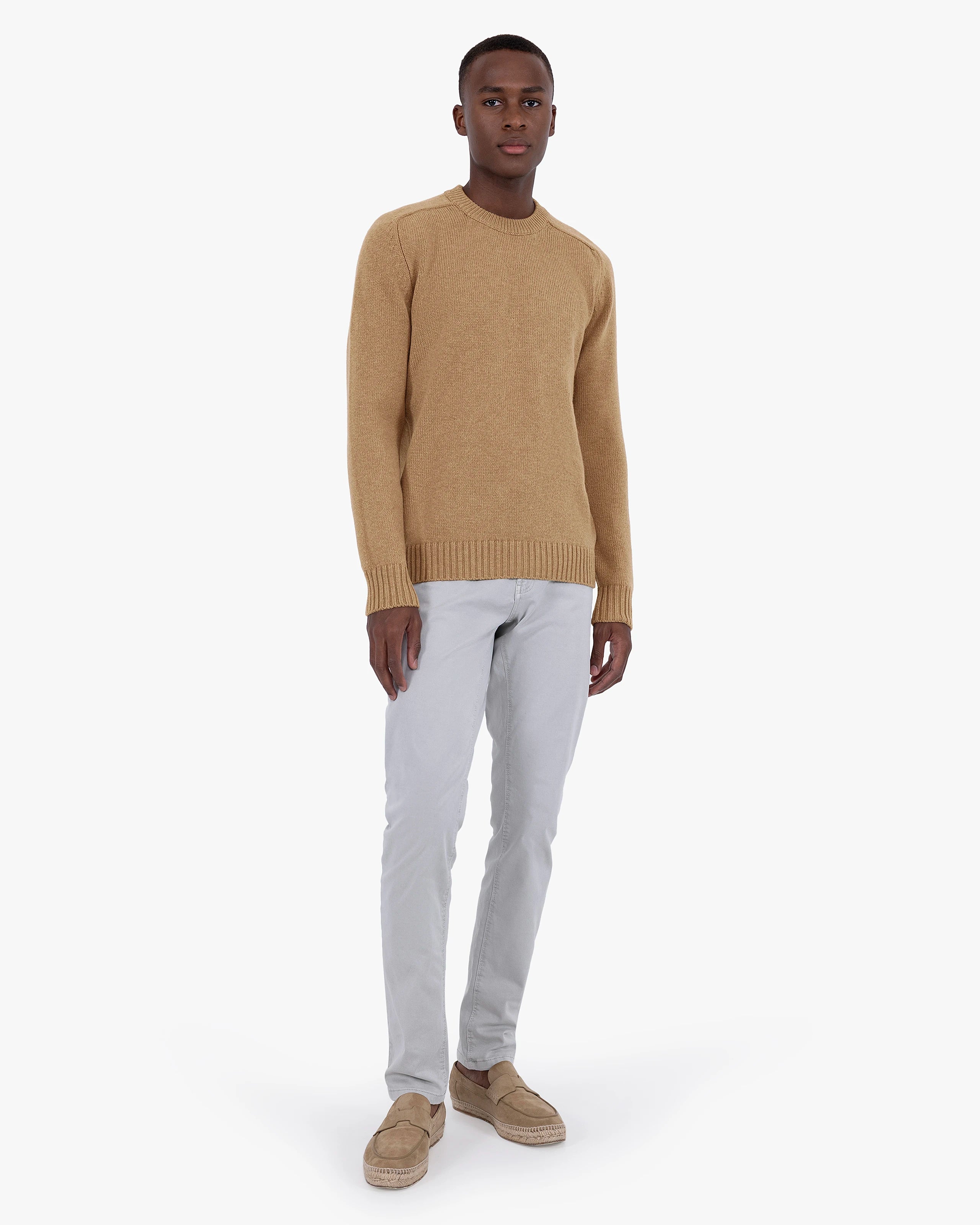 Men's Moritz Merino Crew Neck Sweater - Hazelnut | MaisonCashmere