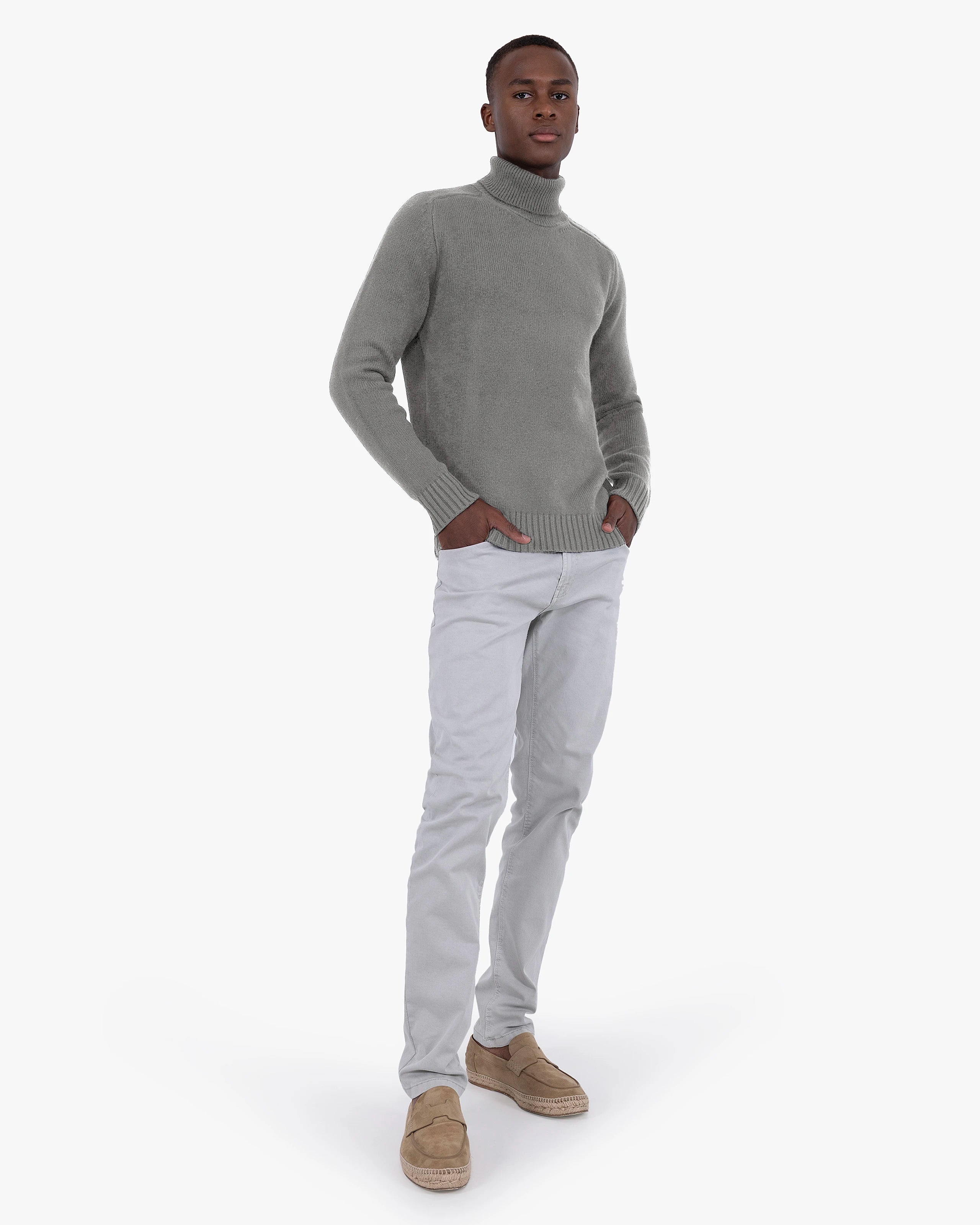 Men's Moritz Merino Turtleneck Sweater - Grey | MaisonCashmere