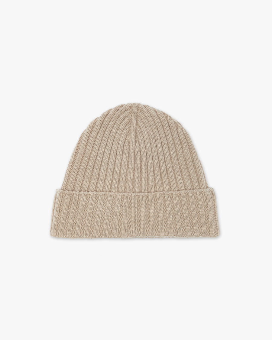 Men's Ribbed Hat - Beige Cashmere