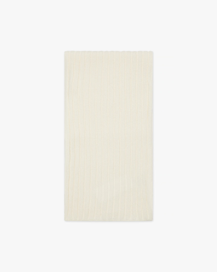 Men's Ribbed Scarf - White Cashmere
