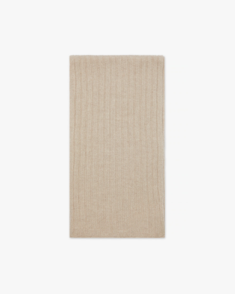 Men's Ribbed Scarf - Beige Cashmere