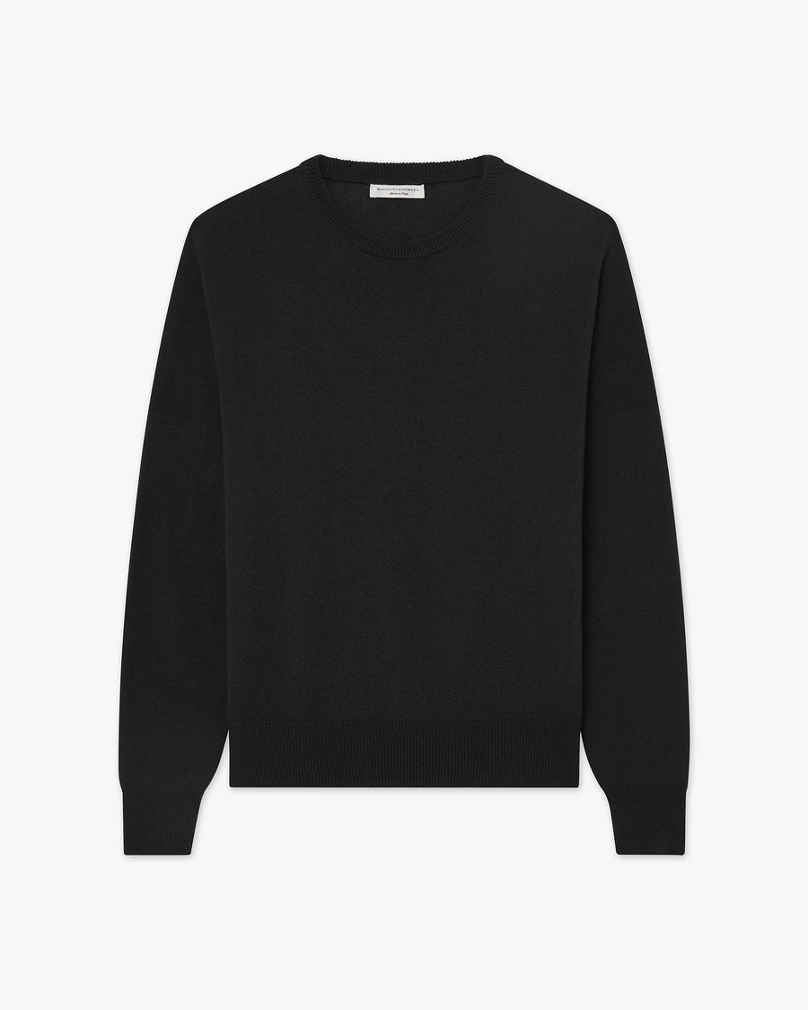 Men's Saxon Crew Neck Sweater - Black Merino