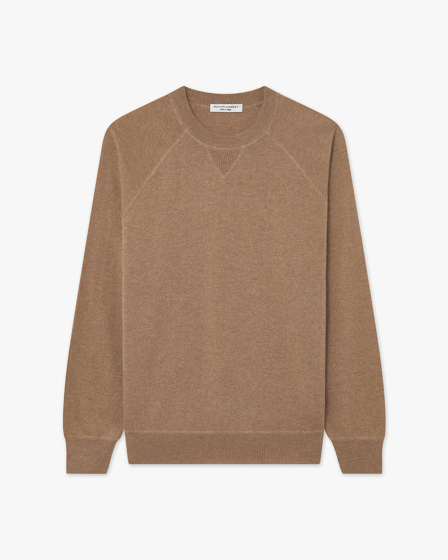 Men's Saxon Raglan Crew Neck Sweater - Hazelnut Merino