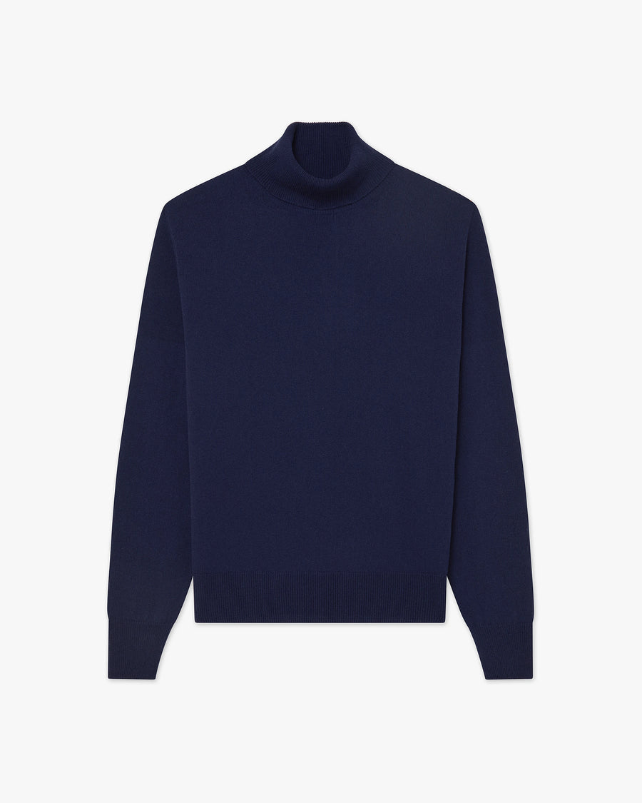 Men's Saxon Turtleneck Sweater - Blue Merino