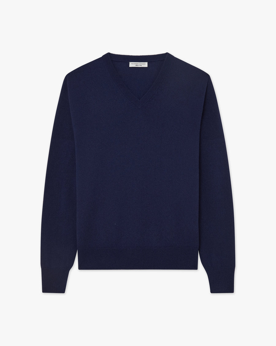 Men's Saxon V-Neck Sweater - Blue Merino