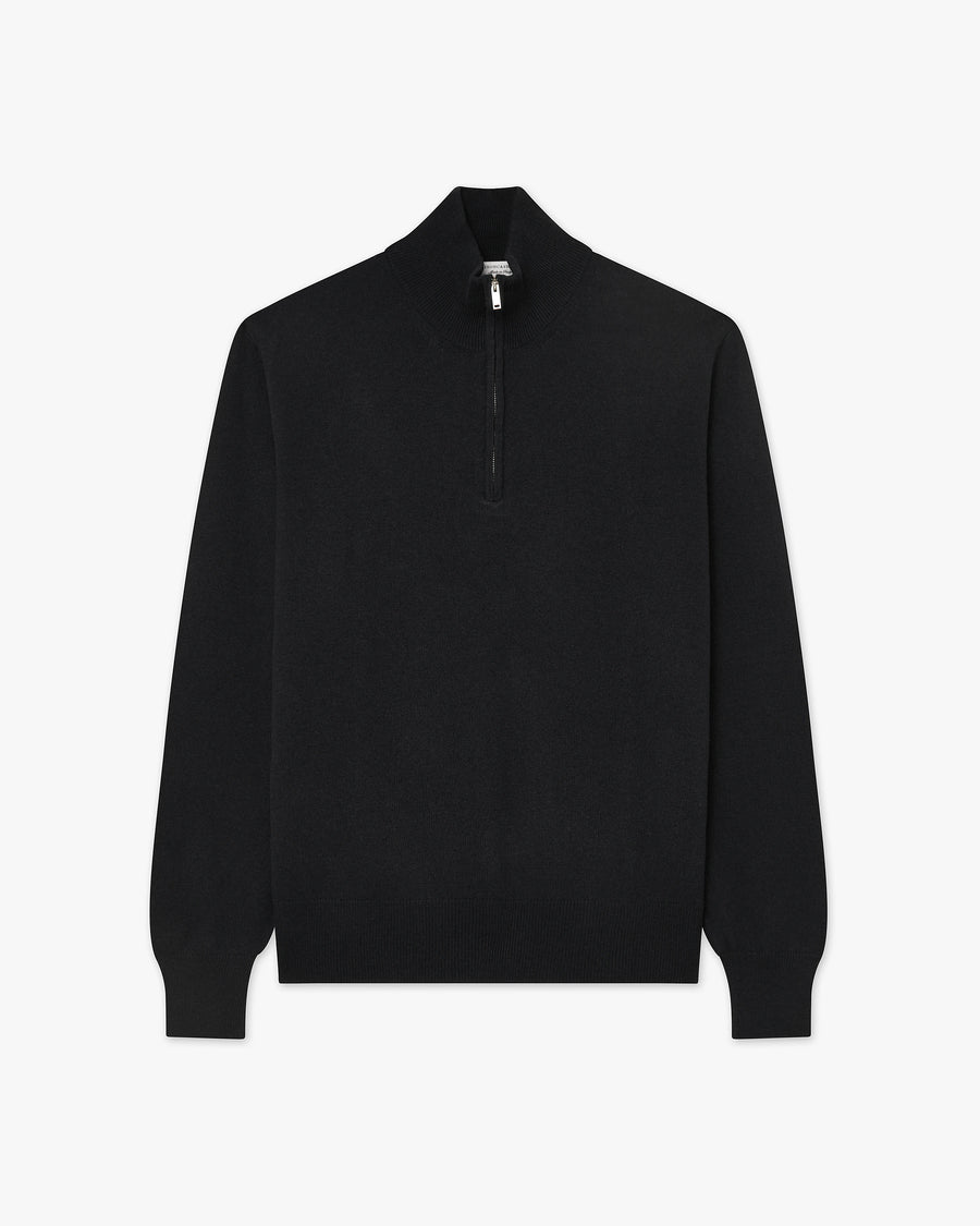 Men's Saxon Half-Zip Mock Neck - Black Merino