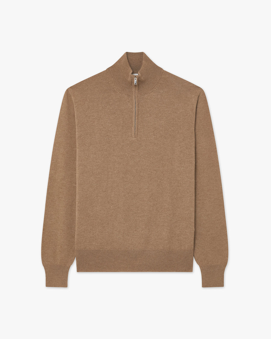 Men's Saxon Half-Zip Mock Neck - Hazelnut Merino
