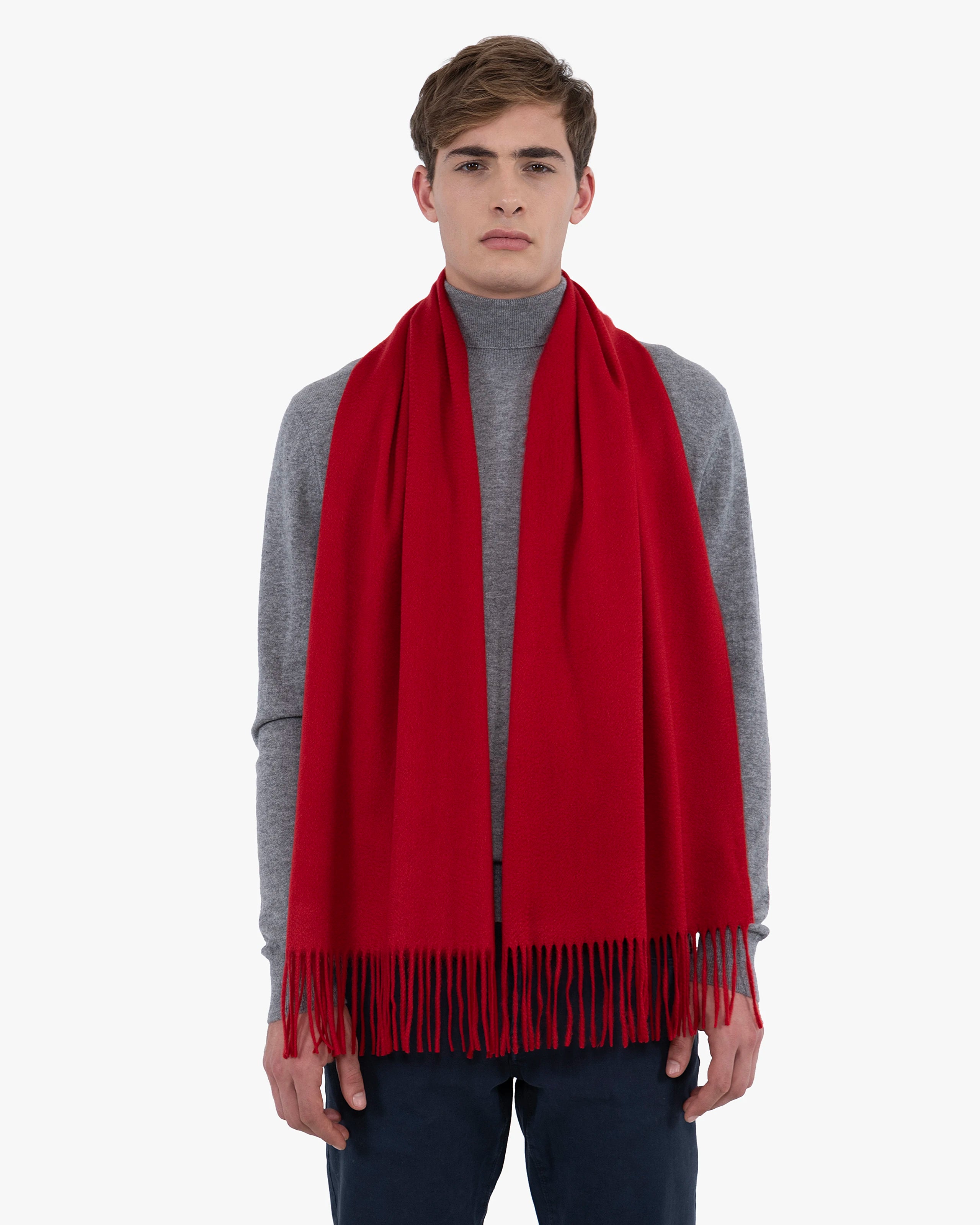 Courmayeur Cashmere Scarf for Men - Red | MaisonCashmere