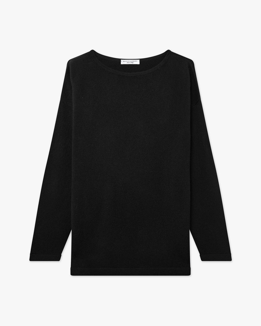 Mollis Boat Neck Sweater - Black Cashmere