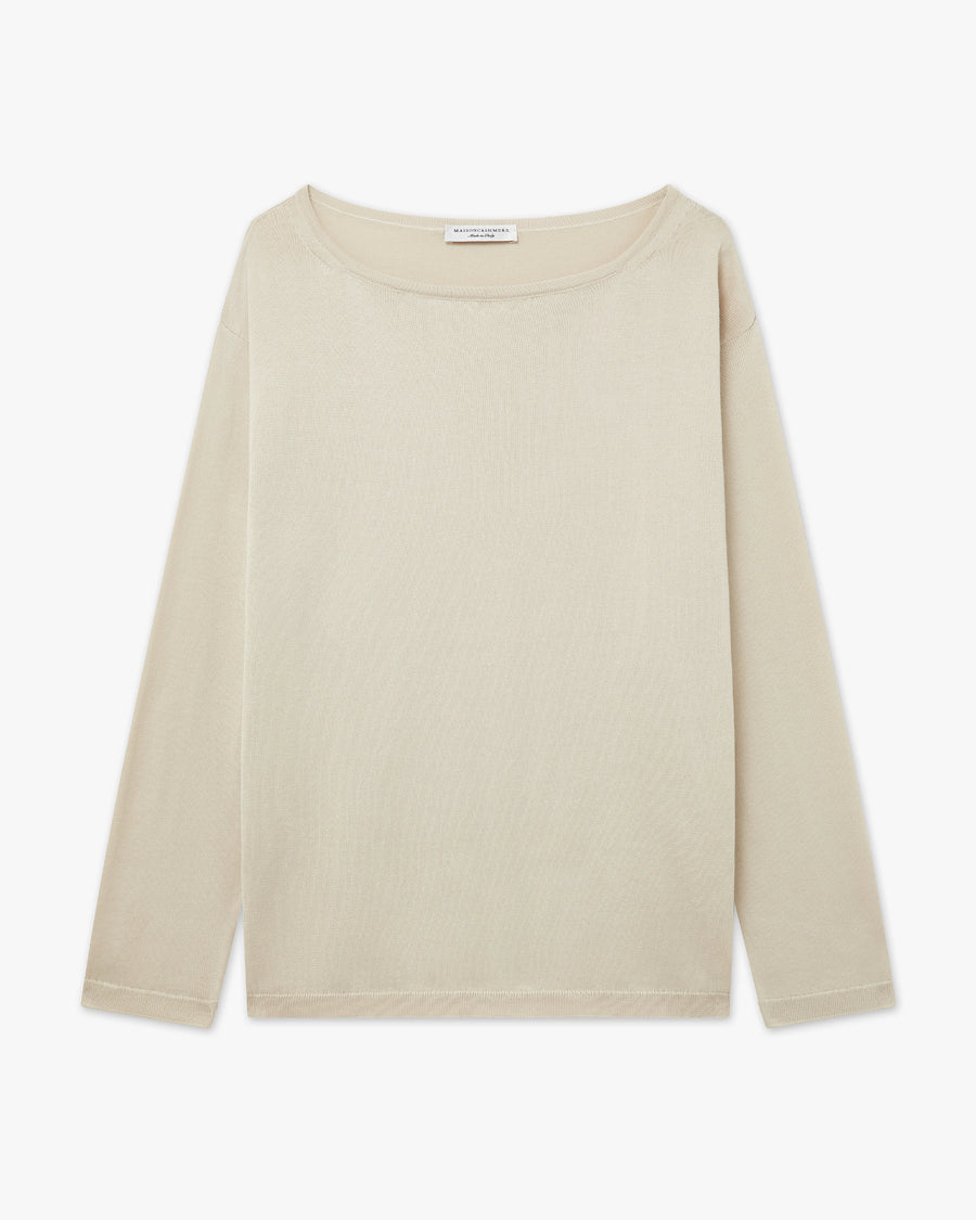 Oasi Boat Neck Sweater - Beige Cotone