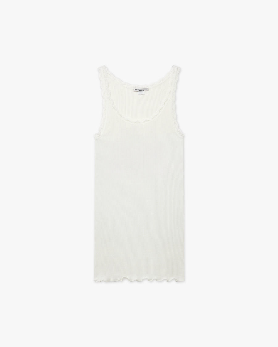 Pleated Lace Top - White Cotone / Seta