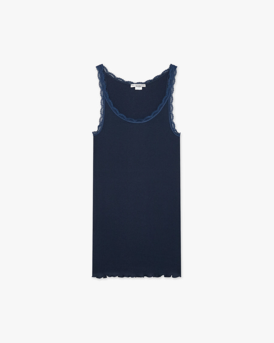 Pleated Lace Top - Blue Cotone / Seta