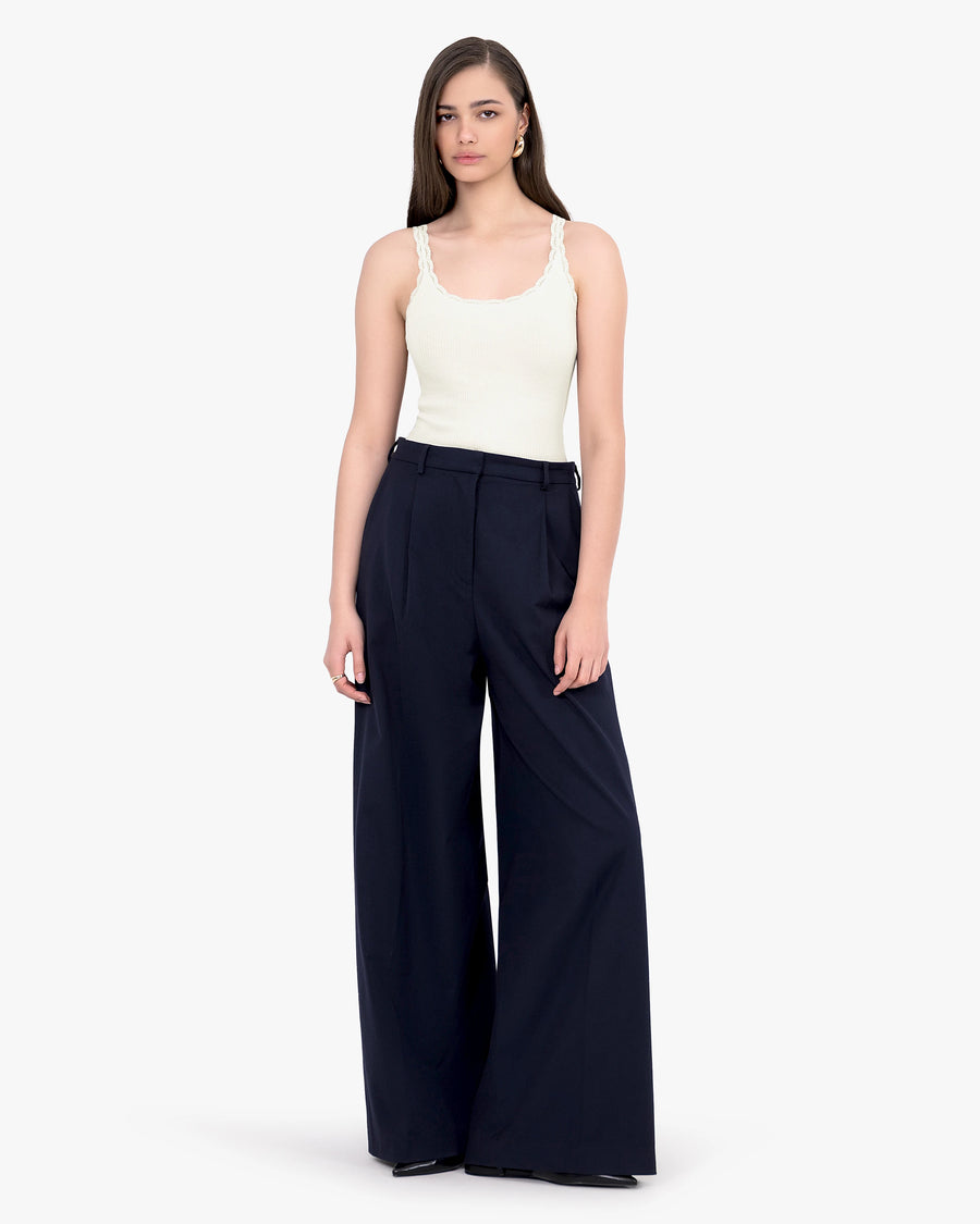 Pleated Lace Top - White Cotone / Seta